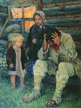 misery Nikolay Bogdanov Belsky kids child impressionism Oil Paintings